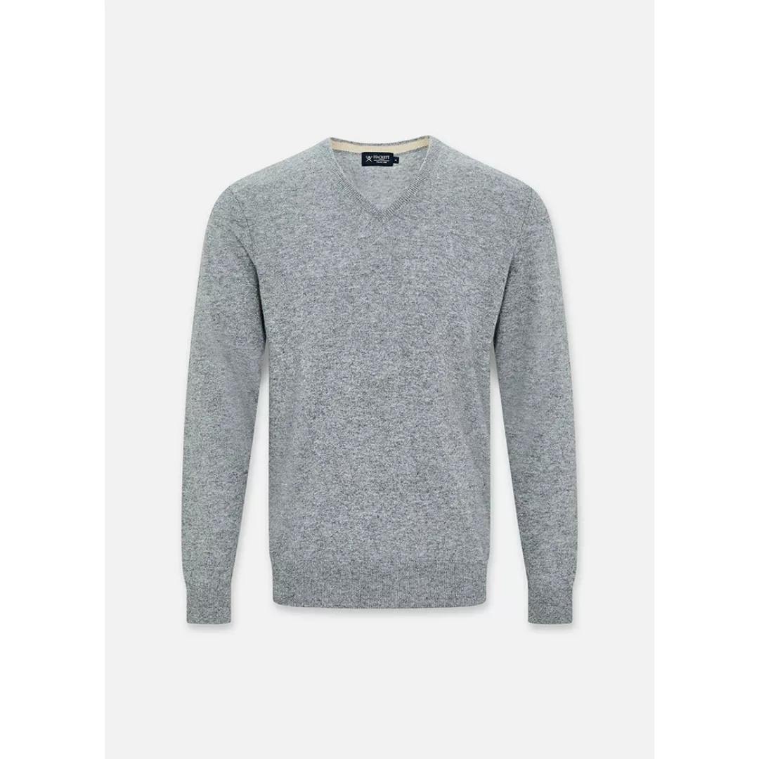Hackett Wool Cash Mix V-ausschnitt Sweater S Mid Grey günstig online kaufen