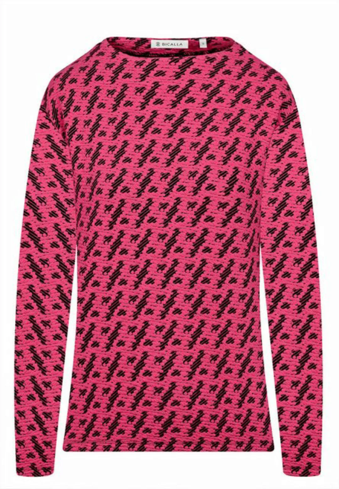 BICALLA T-Shirt Boxy-Shirt mit Jacquard-Muster in Pink/Schwarz (1-tlg) günstig online kaufen