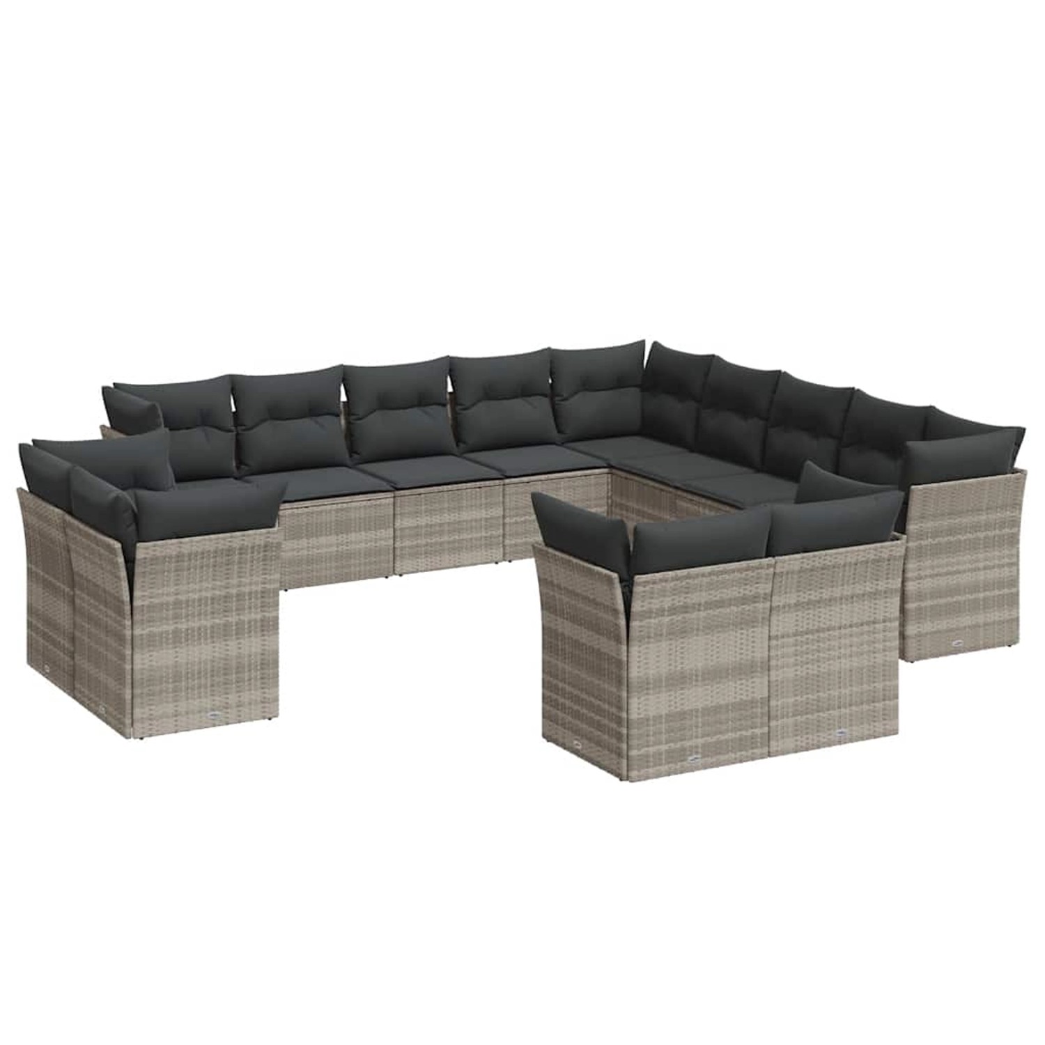 vidaXL 13-Tlg Garten-Sofagarnitur mit Kissen Hellgrau Poly Rattan 3250391 günstig online kaufen