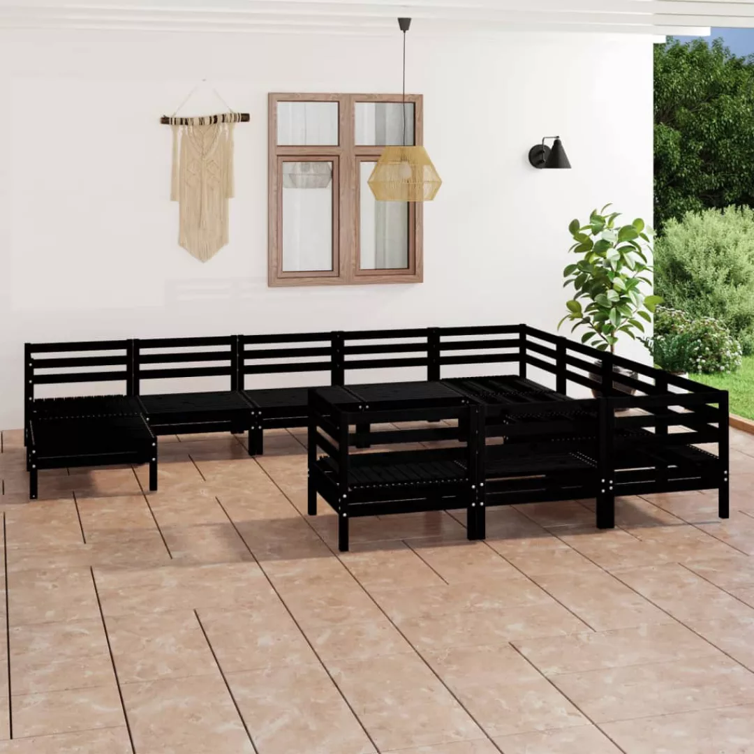 11-tlg. Garten-lounge-set Schwarz Massivholz Kiefer günstig online kaufen