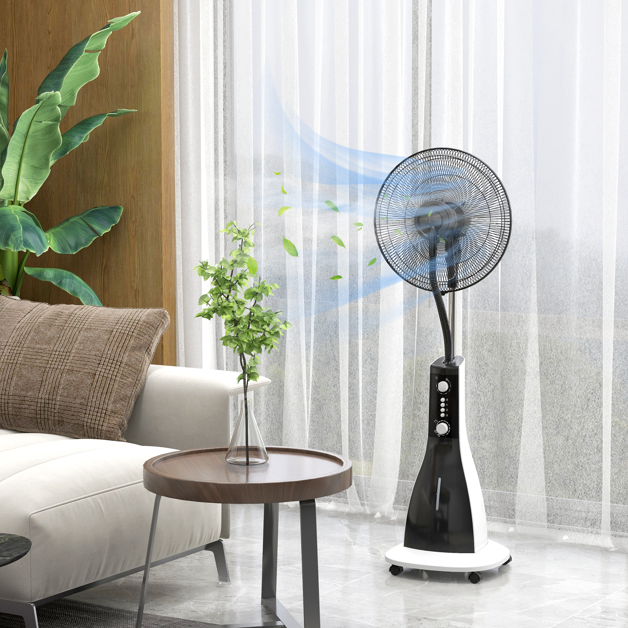 HOMCOM 3L Wassertankkapazität, 90W Ventilator mit Nebelfunktion, 3 Modi, Ti günstig online kaufen