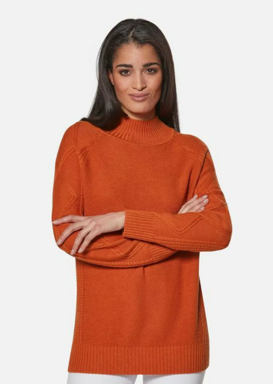 MADELEINE Strickpullover Stehkragen-Pullover mit Muster-Mix günstig online kaufen