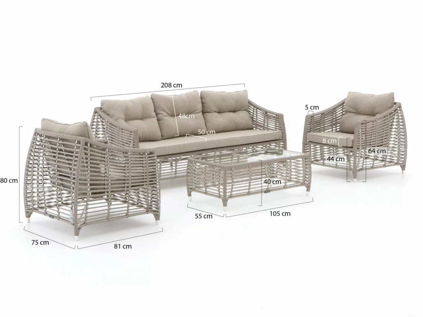 Manifesto Ortello Sessel-Sofa Lounge-Set 4-teilig günstig online kaufen