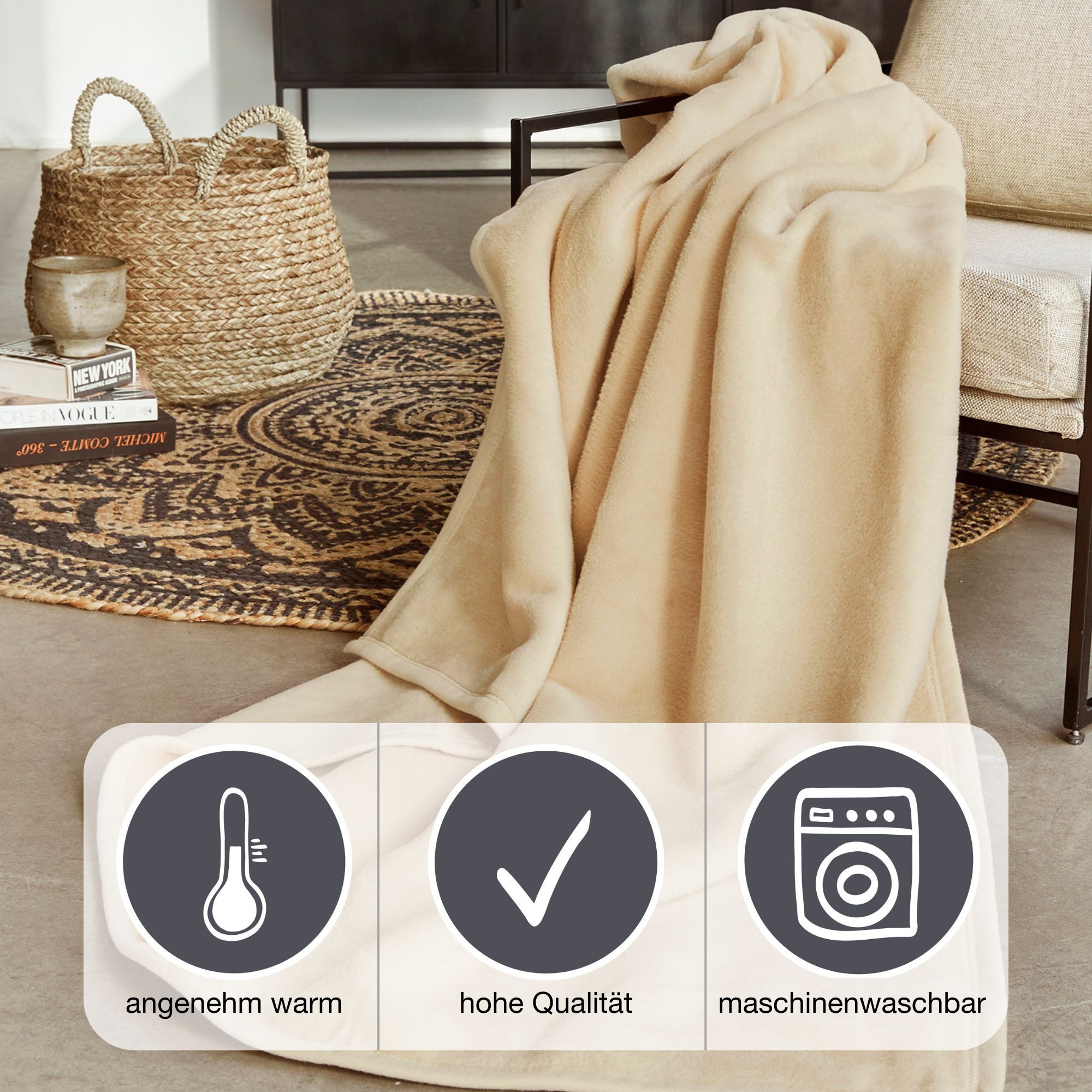 Wohndecke Luxus, IBENA, verschiedene Größen, unifarbenes günstig online kaufen