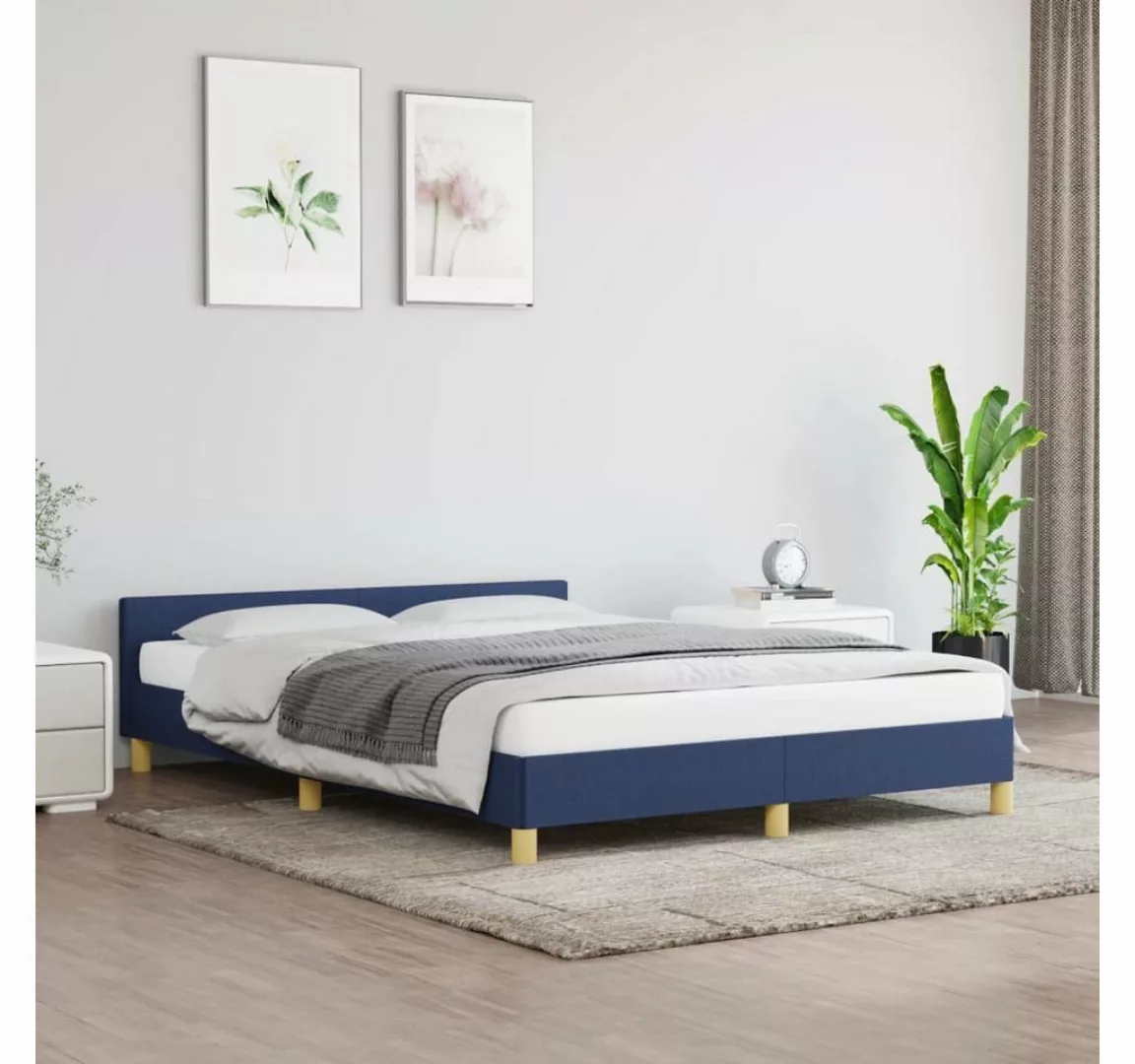 furnicato Bett Bettgestell mit Kopfteil Blau 140x190 cm Stoff günstig online kaufen