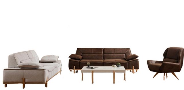 JVmoebel Sofa Komplette Couchgarnitur Dreisitzer Sessel Couch Braun Stoff S günstig online kaufen