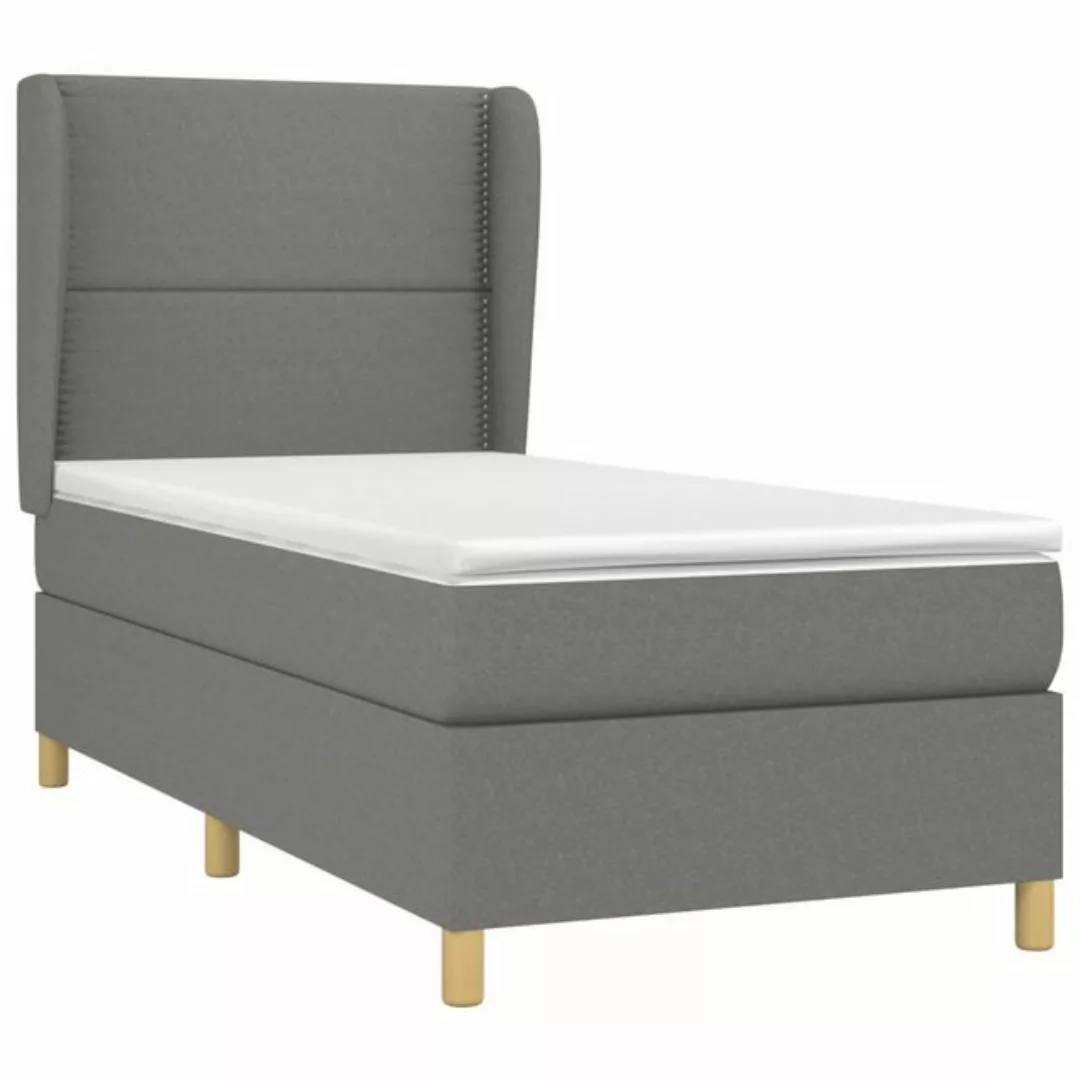 vidaXL Boxspringbett Boxspringbett mit Matratze Dunkelgrau 90x190 cm Stoff günstig online kaufen