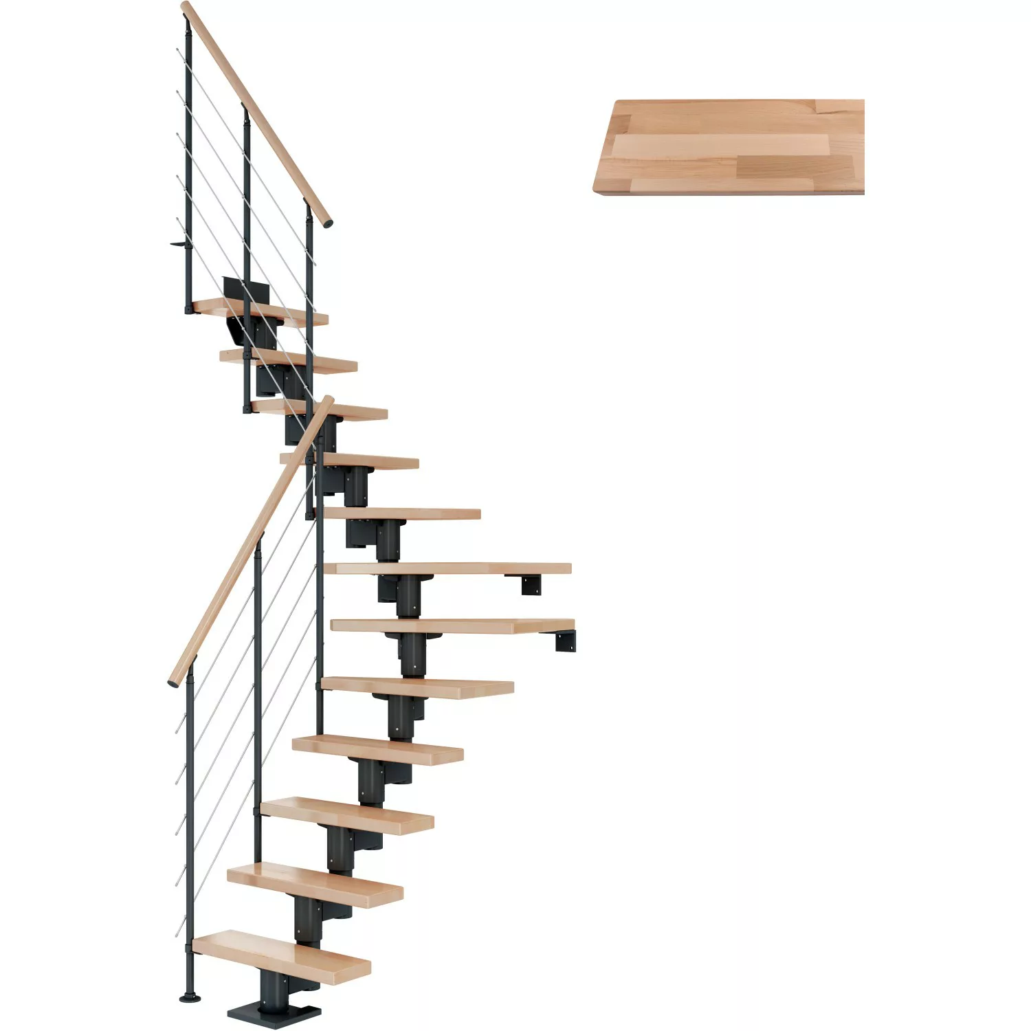 Dolle Mittelholmtreppe Dublin Buche Anthrazit GH bis 270 cm 1/2 Gewendelt 6 günstig online kaufen