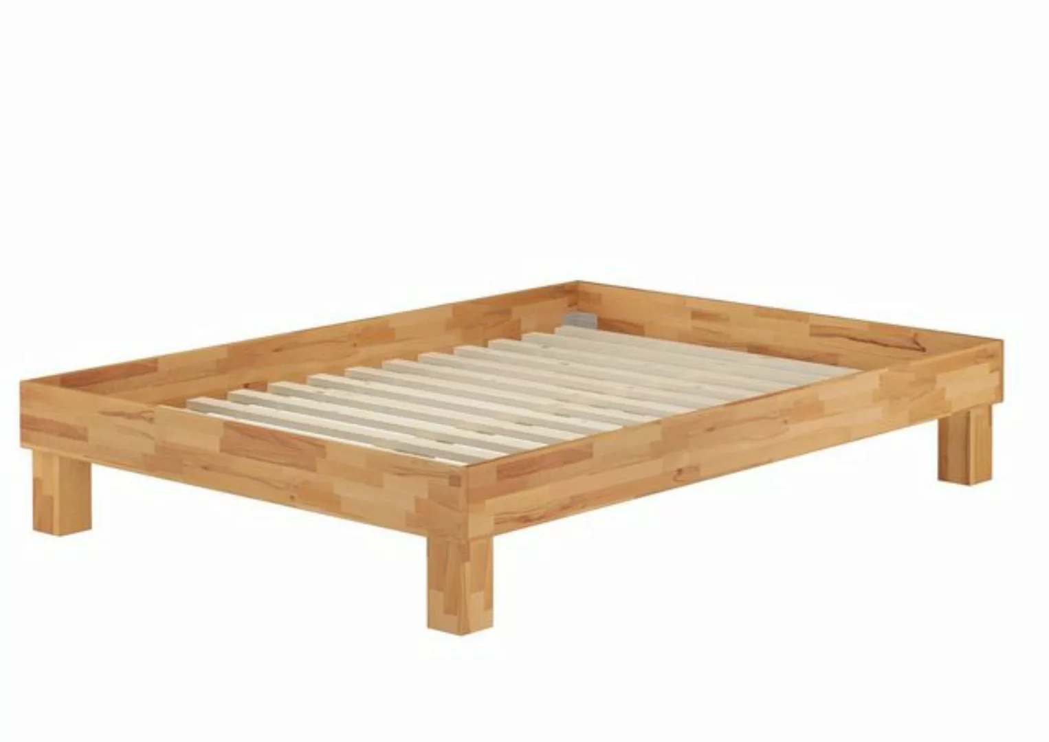 ERST-HOLZ Bett Futonbett Doppelbett Buche massiv 160x200, Buchegeölt günstig online kaufen