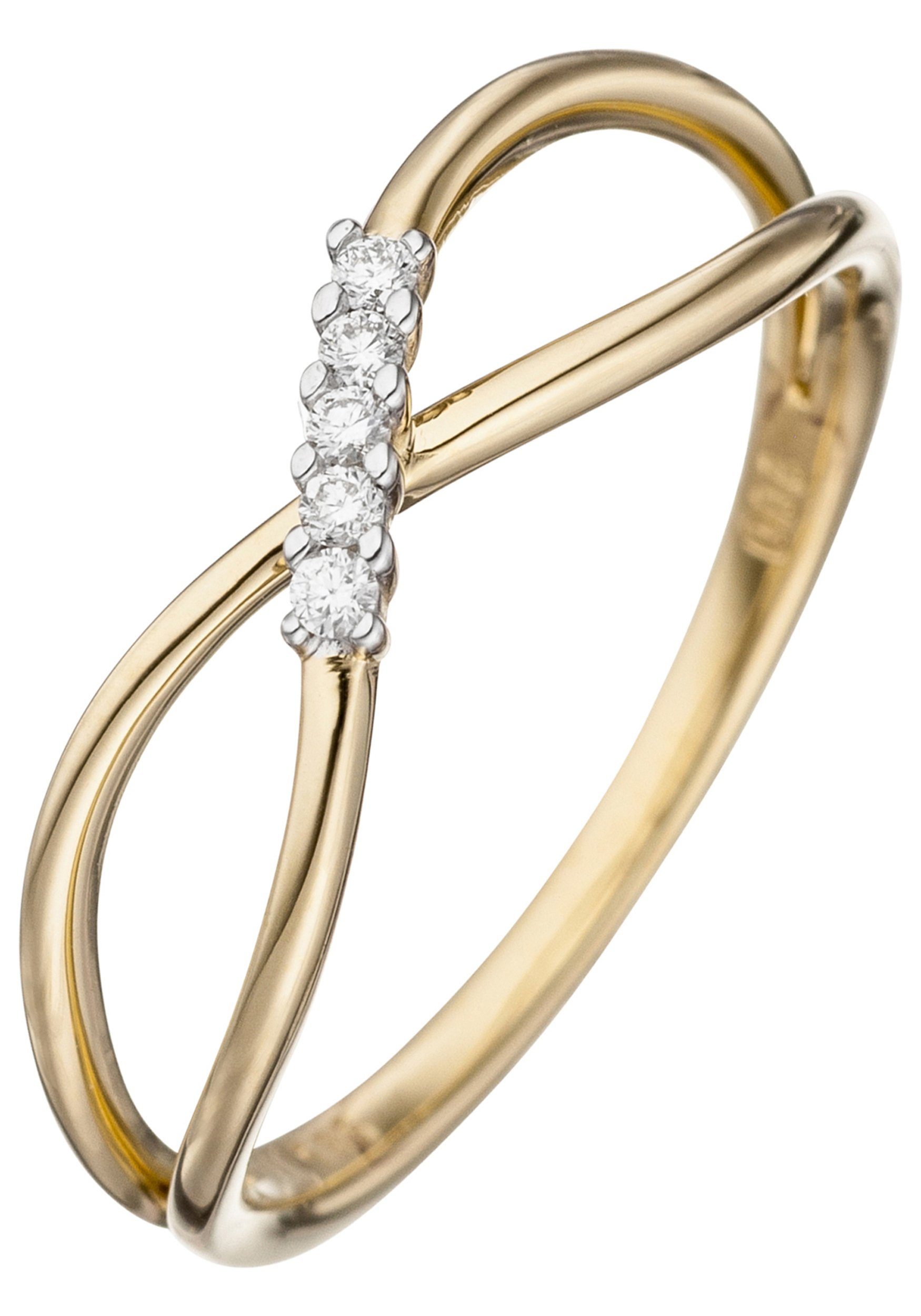 JOBO Diamantring, 585 Gold mit 5 günstig online kaufen