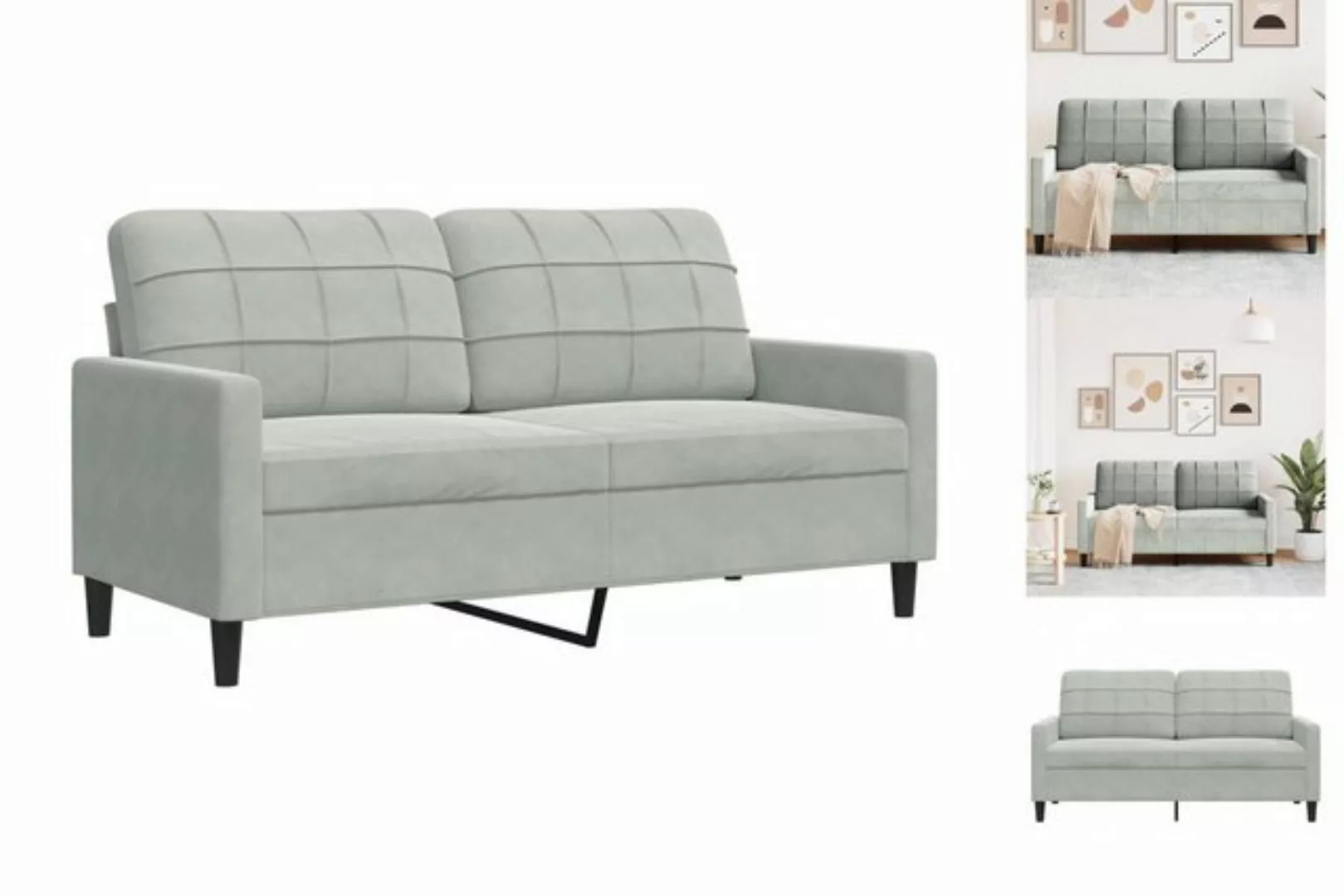 vidaXL Sofa Sofa/ 2-Sitzer/ 3-Sitzer Samt, 140 cm, Hellgrau günstig online kaufen