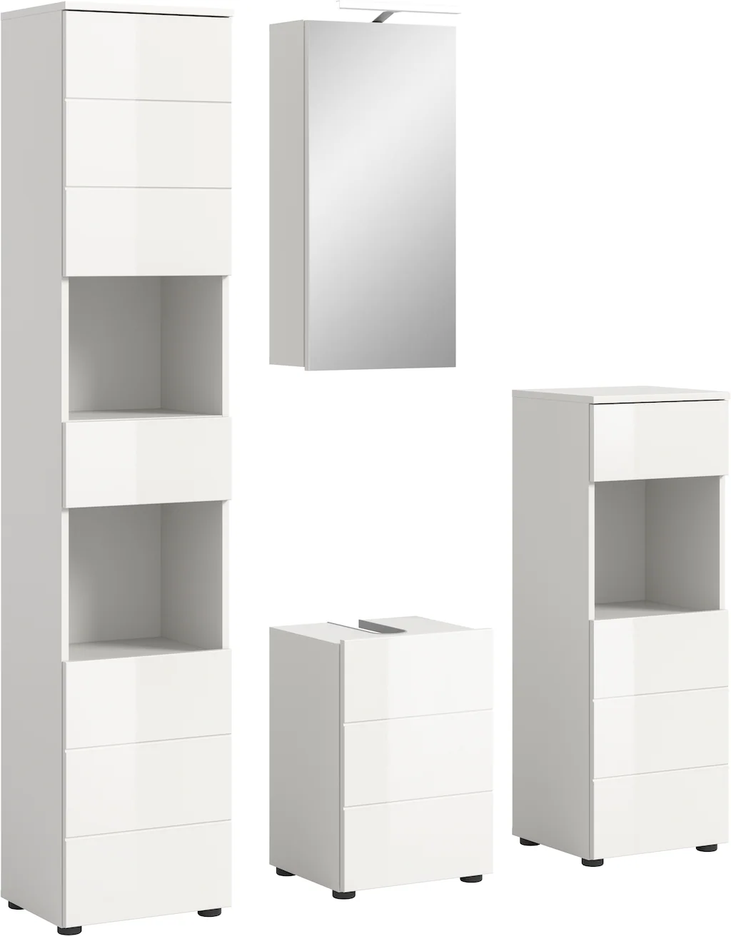 welltime Badmöbel-Set "Biel, Höhe 190 cm,Hochschrank,WBU, Spiegelschrank, U günstig online kaufen