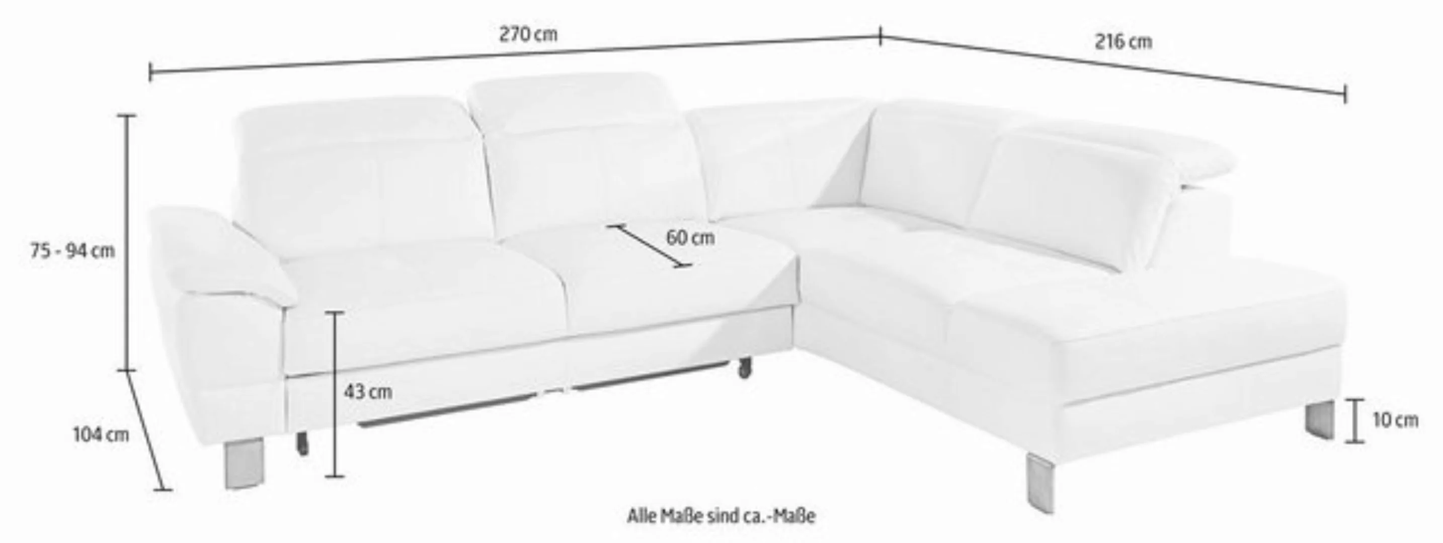 exxpo - sofa fashion Ecksofa »Mantua, L-Form«, mit Kopf- bzw. Rückenverstel günstig online kaufen