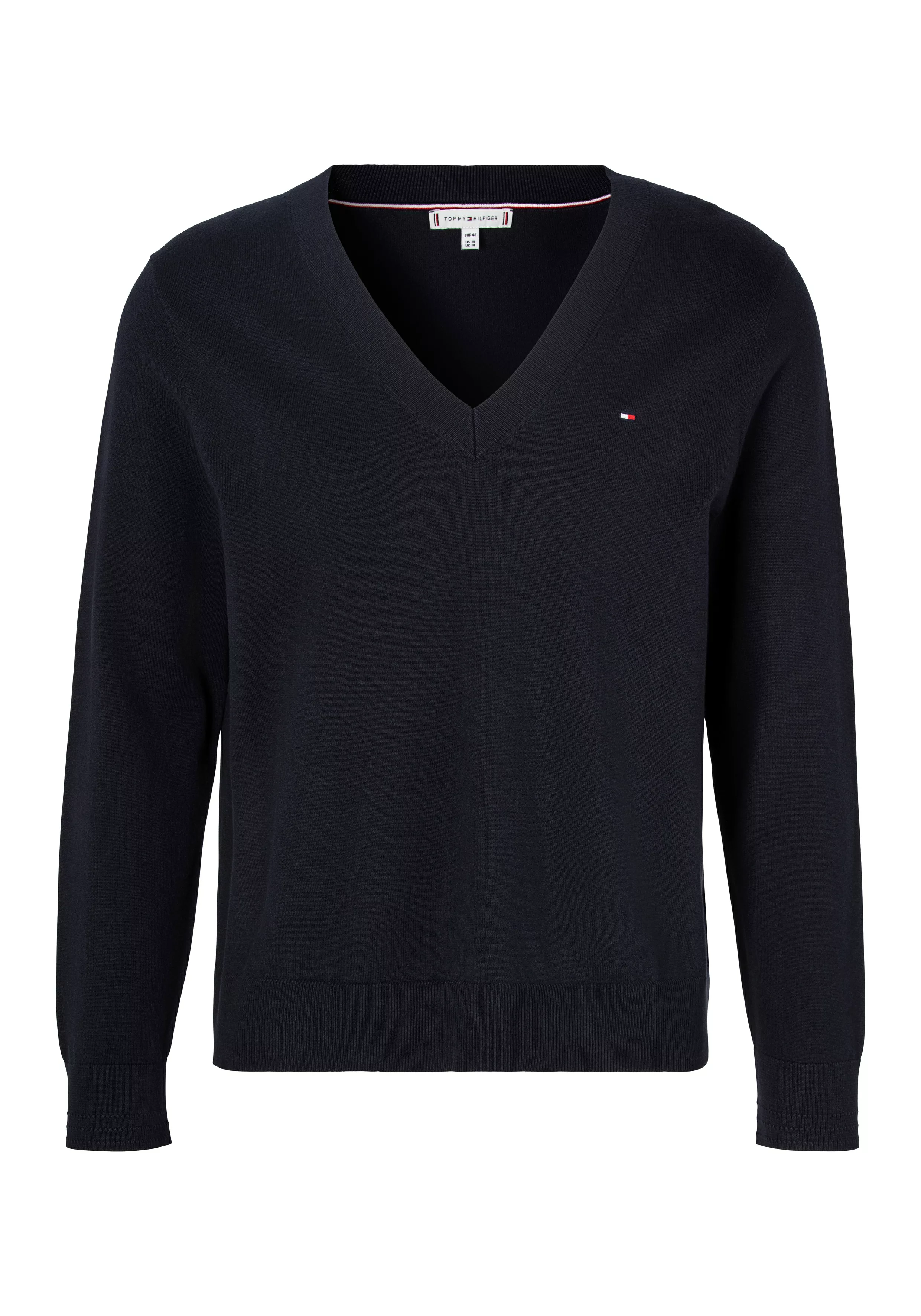 Tommy Hilfiger Curve V-Ausschnitt-Pullover "CRV CO JERSEY STITCH V-NK SWT", günstig online kaufen