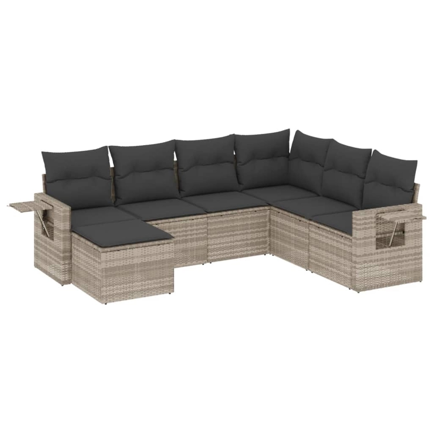 vidaXL 7-Tlg Garten-Sofagarnitur mit Kissen Hellgrau Poly Rattan 3252839 günstig online kaufen