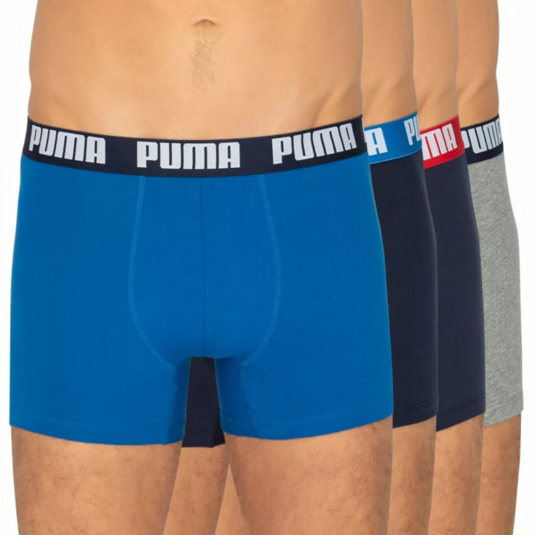 Puma 4-er Set Boxer Briefs Blau & Grau mit verschiedenfarbigem Webbund günstig online kaufen