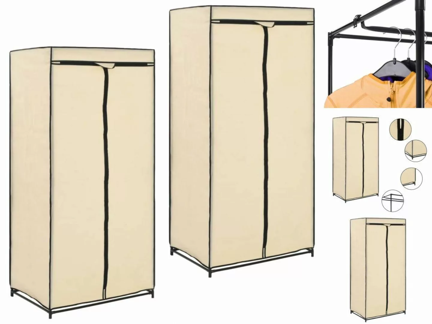 vidaXL Kleiderschrank Kleiderschränke Stoffschrank 2 Stk Creme 7550160 cm günstig online kaufen