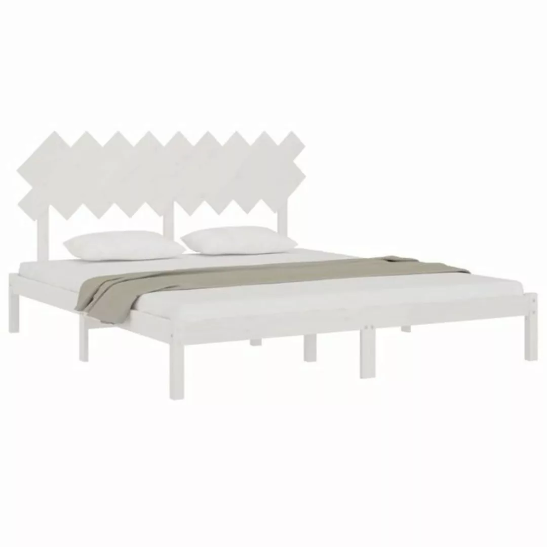 vidaXL Bettgestell Massivholzbett Weiß 180x200 cm 6FT Super King Bett Bettr günstig online kaufen