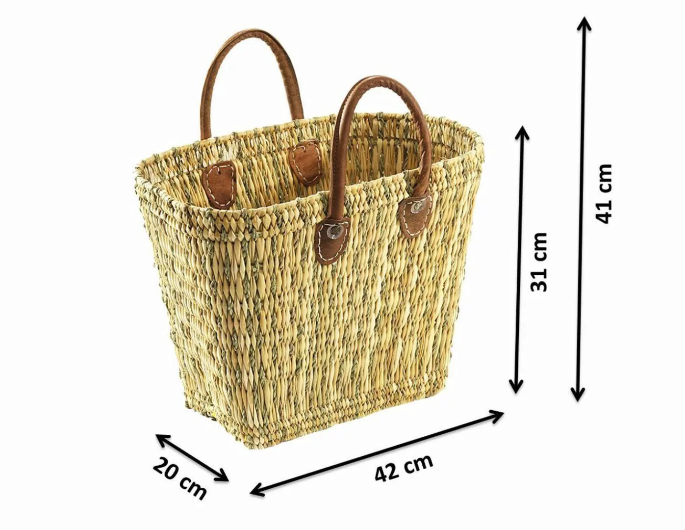 Kobolo Shopper Seegrastasche natur mit Ledergriffen günstig online kaufen