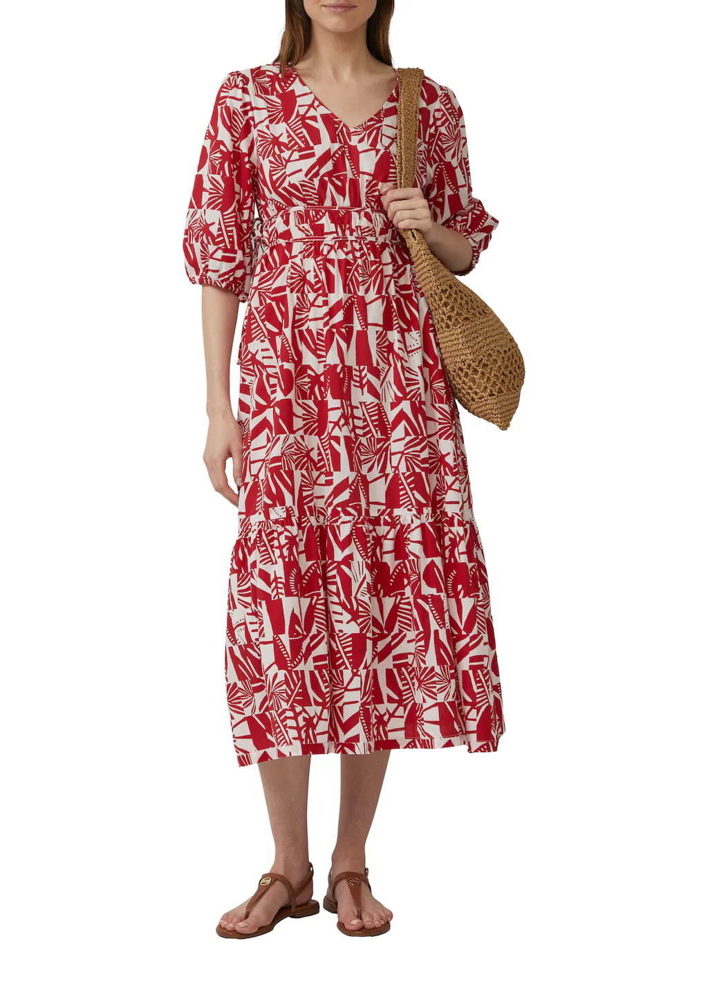 s.Oliver Sommerkleid, mit All-Over Print und V-Ausschnitt günstig online kaufen
