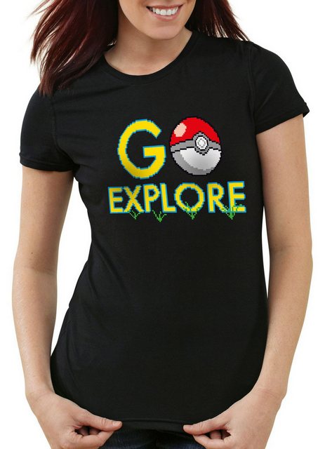 style3 T-Shirt Go Explore poke game app team Pokemon pikachu pokespot arena günstig online kaufen