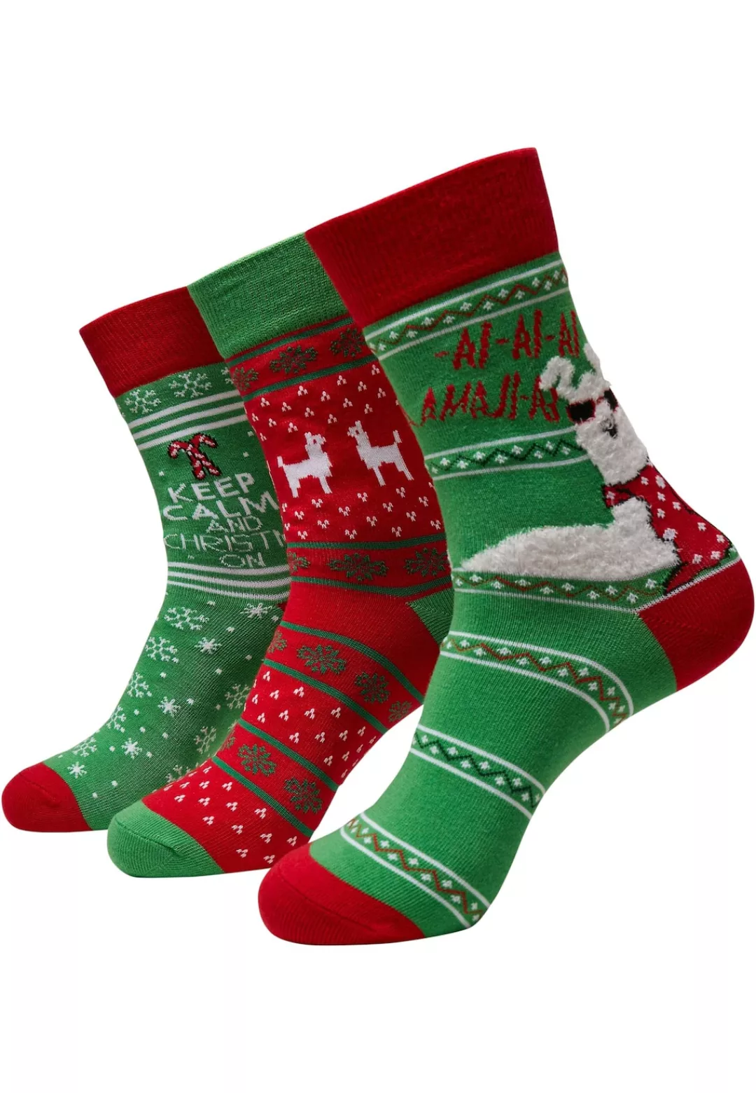 URBAN CLASSICS Basicsocken "Urban Classics Unisex Christmas Lama Socks 3-Pa günstig online kaufen