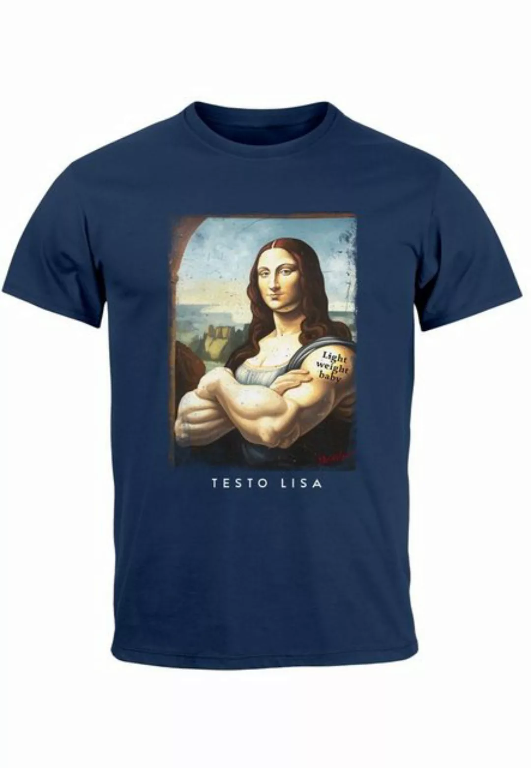 MoonWorks Print-Shirt Herren T-Shirt Print Aufdruck Mona Lisa Parodie Meme günstig online kaufen