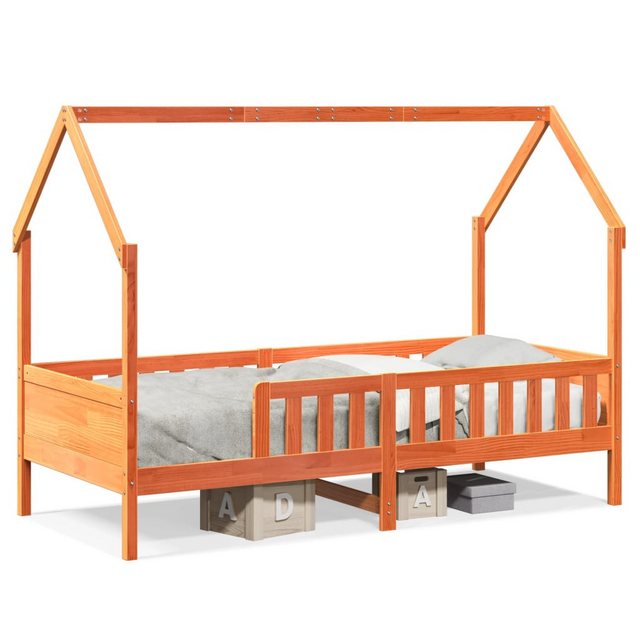 vidaXL Bett, Kinderbett Hausbett Wachsbraun 90x190 cm Massivholz Kiefer günstig online kaufen