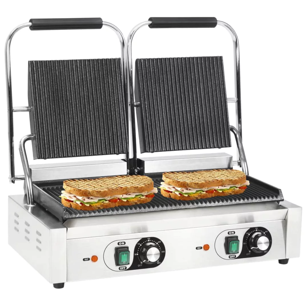 Vidaxl Doppelter Gerillter Panini-grill 3600 W 57x30,5x20 Cm günstig online kaufen