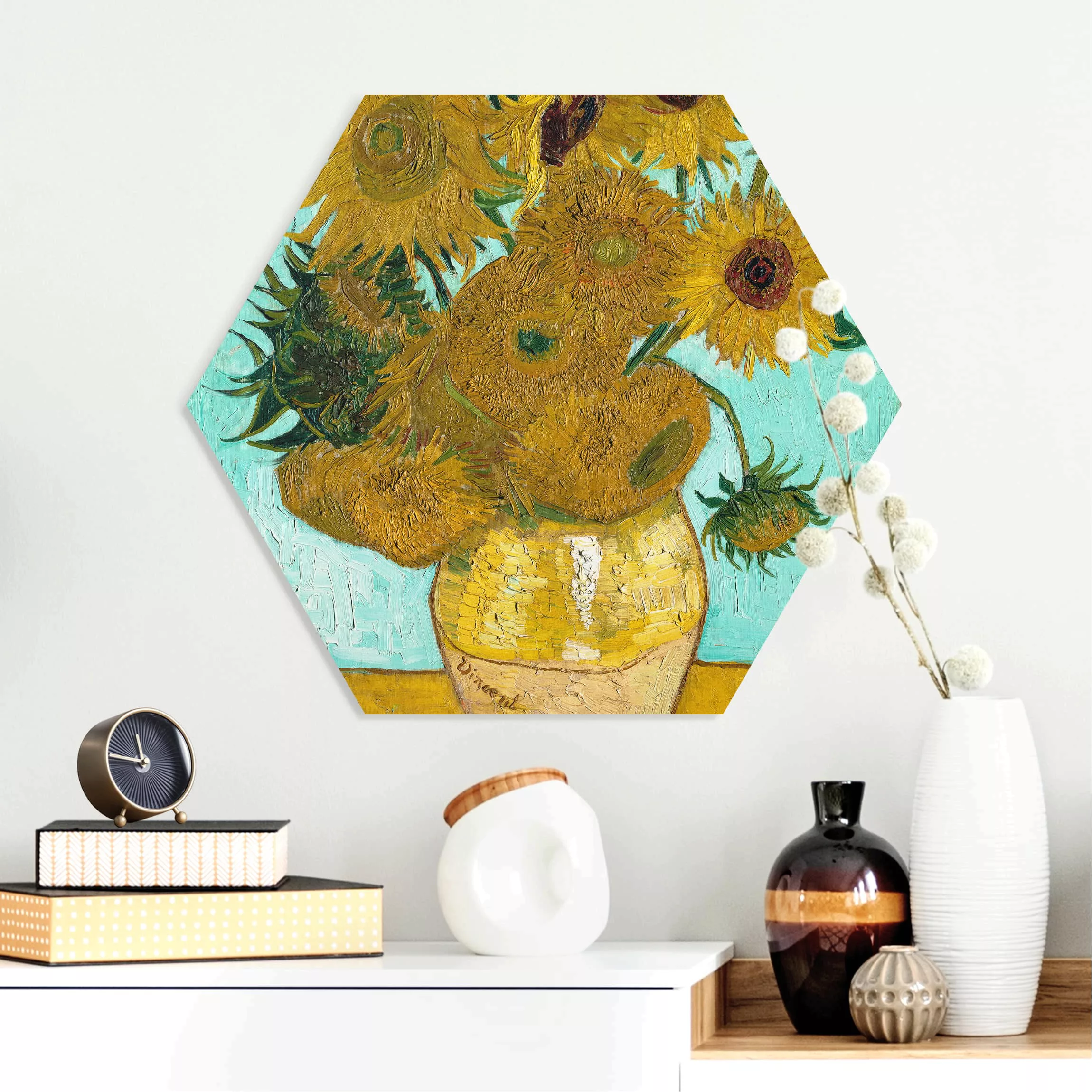 Hexagon-Forexbild Vincent van Gogh - Vase mit Sonnenblumen günstig online kaufen