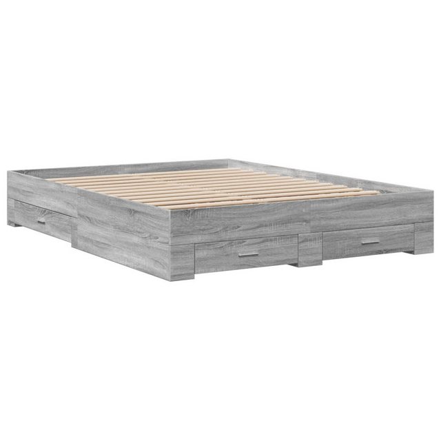 vidaXL Bett Bettgestell mit Schubladen Grau Sonoma 140x200 cm Holzwerkstoff günstig online kaufen