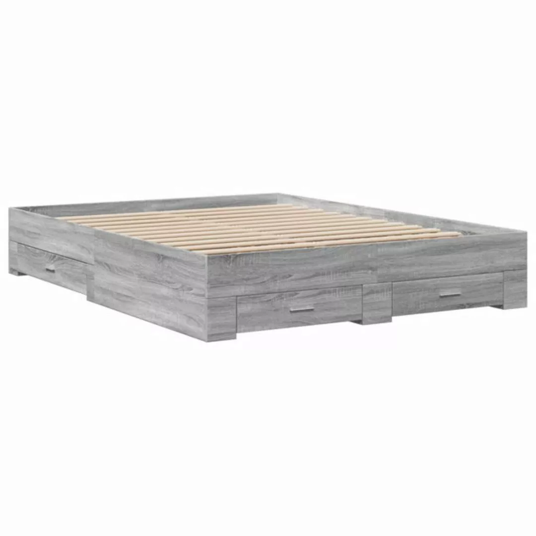 vidaXL Bett Bettgestell mit Schubladen Grau Sonoma 140x200 cm Holzwerkstoff günstig online kaufen