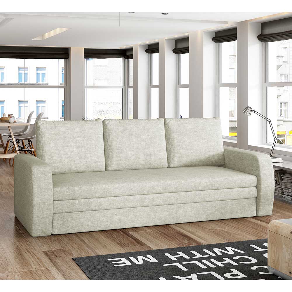 Schlafsofa Bettcouch in Beige mit drei Sitzplätzen günstig online kaufen