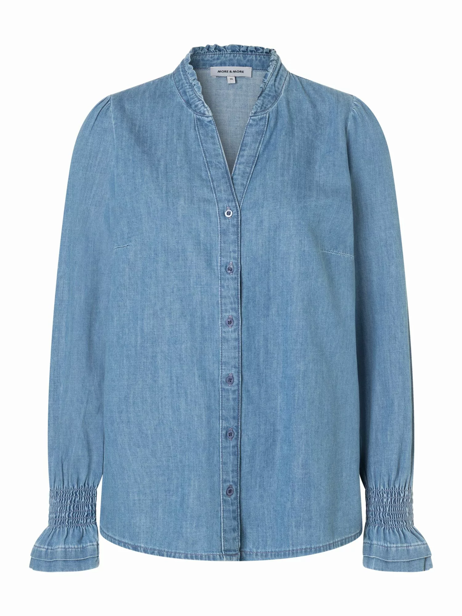 MORE&MORE Langarmbluse leichter Baumwolldenim günstig online kaufen