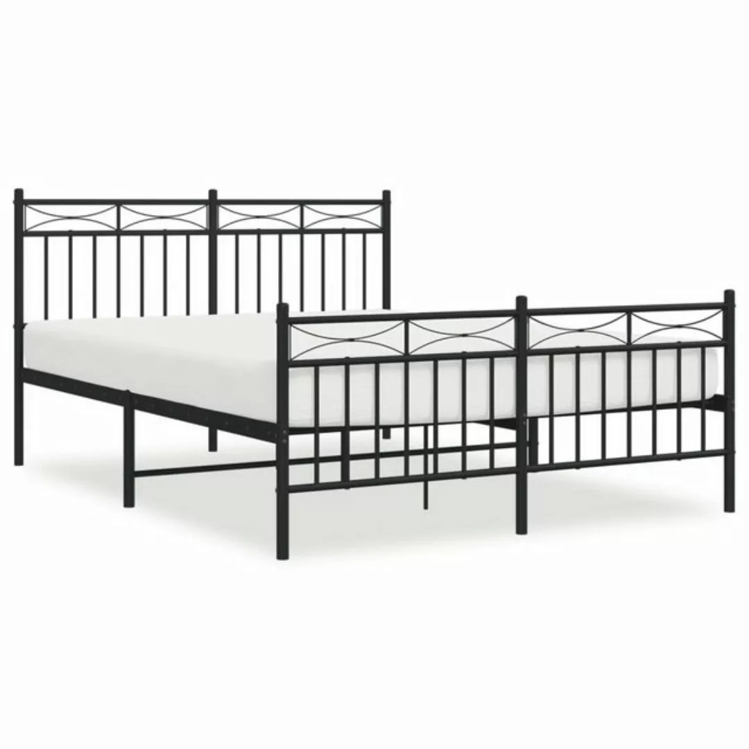 furnicato Bett Bettgestell mit Kopf- und Fußteil Metall Schwarz 140x200 cm günstig online kaufen