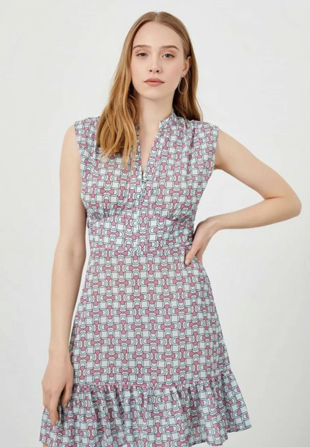 Just Like You Minikleid ärmelloses, plissiertes Kleid mit Blumendruck und V günstig online kaufen