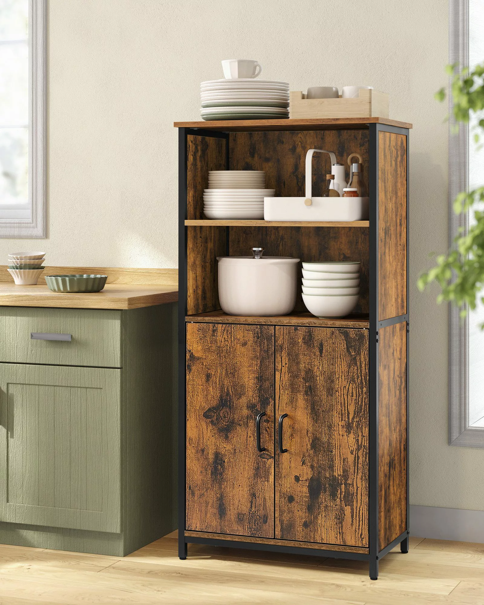 VASAGLE Highboard Küchenschrank, verstellbare Regalebene, 2 günstig online kaufen
