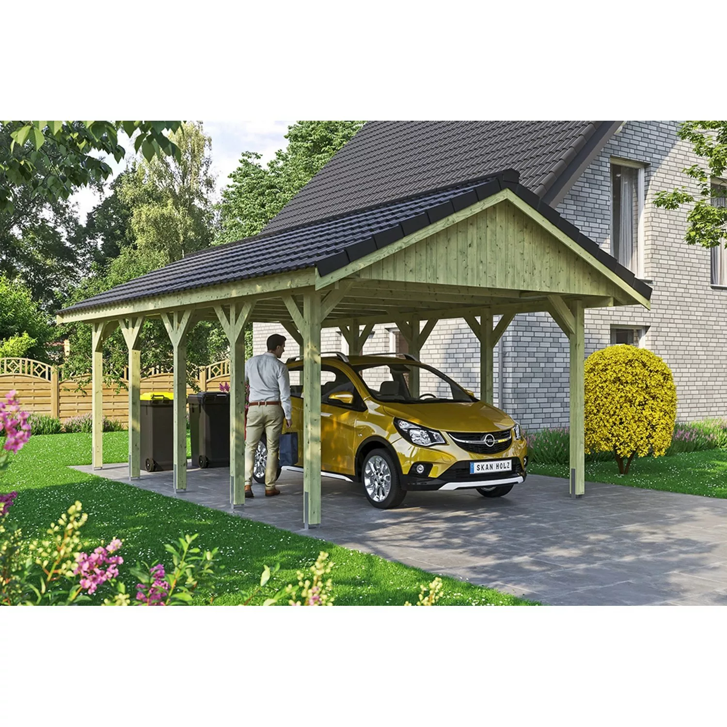 Satteldach-Carport Wallgau 430 x 750 cm Dachlattung günstig online kaufen