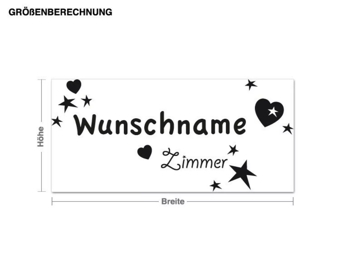 Wunschtext-Wandtattoo Kinderzimmer Wunschtext-Mein Zimmer mit Herzen und St günstig online kaufen