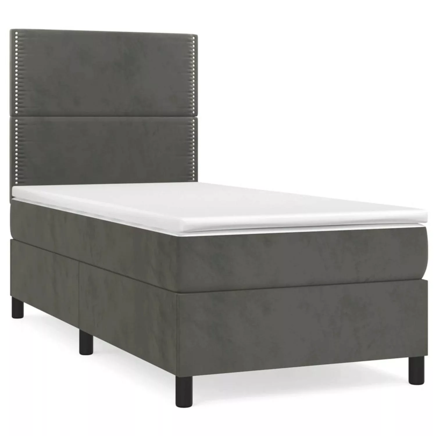 Vidaxl Boxspringbett Mit Matratze Dunkelgrau 100x200 Cm Samt günstig online kaufen