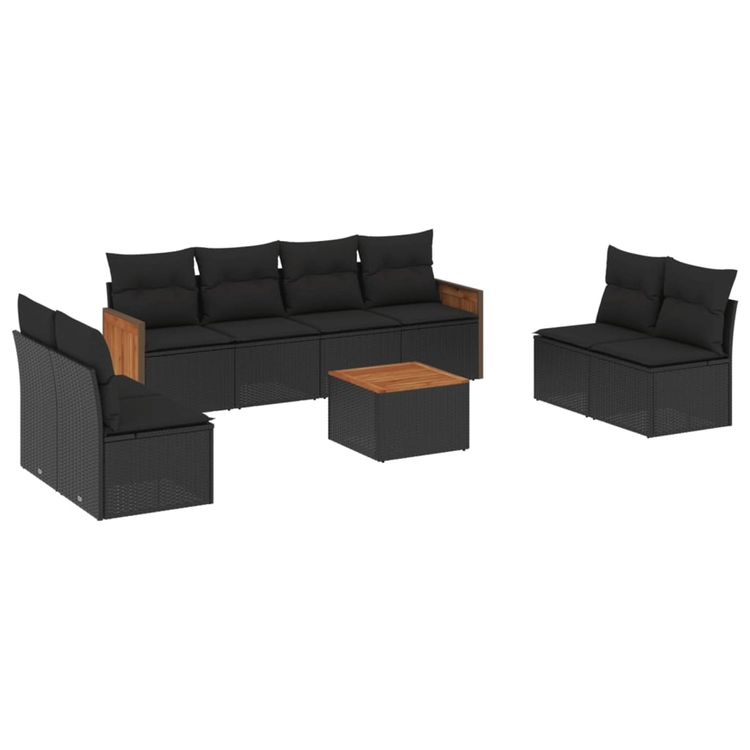 vidaXL 9-Tlg Garten-Sofagarnitur mit Kissen Schwarz Poly Rattan 3227574 günstig online kaufen