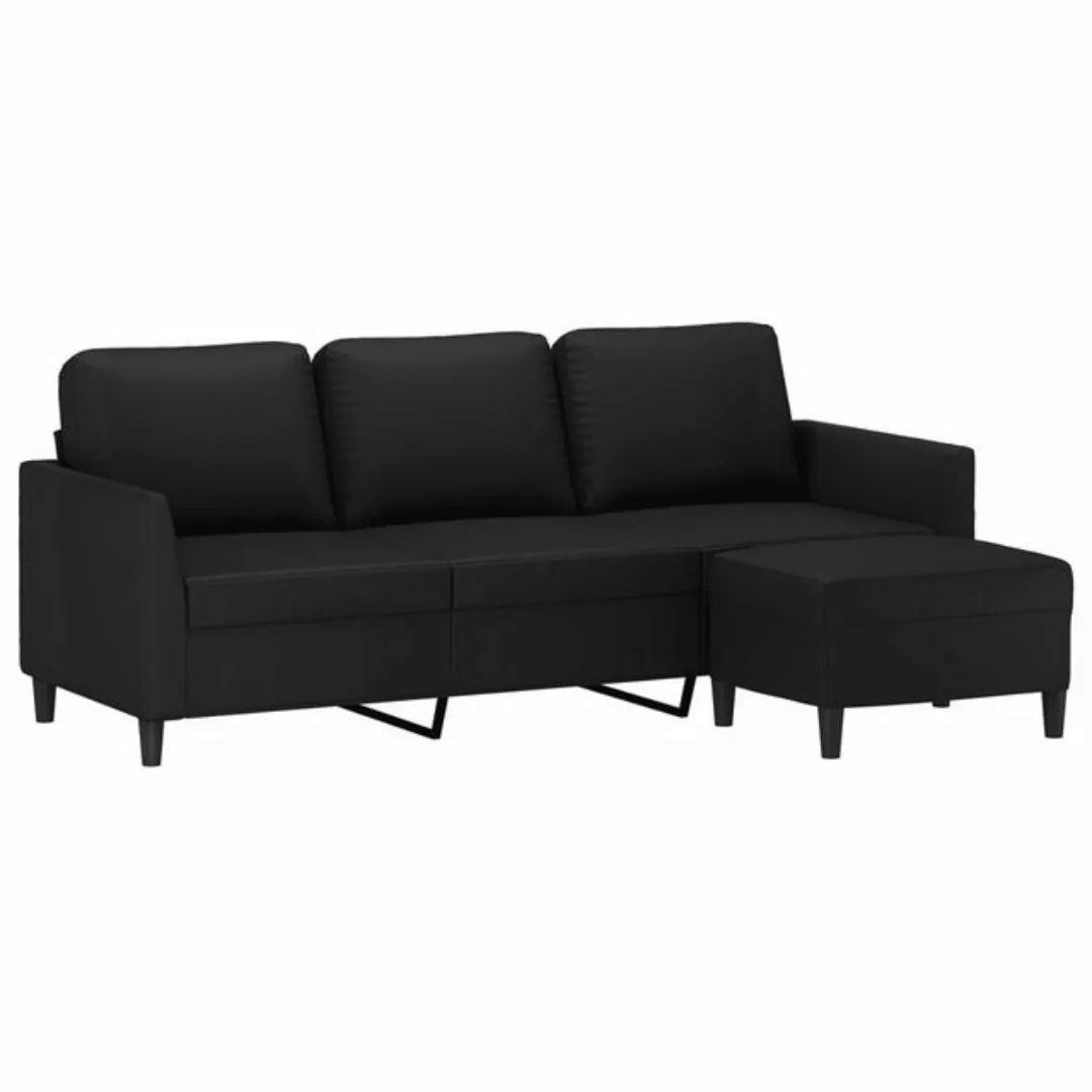 vidaXL Sofa 3-Sitzer-Sofa mit Hocker Schwarz 180 cm Kunstleder günstig online kaufen