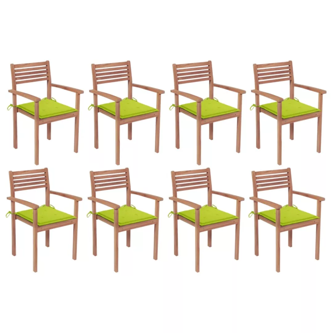 Stapelbare Gartenstühle Mit Kissen 8 Stk. Massivholz Teak günstig online kaufen