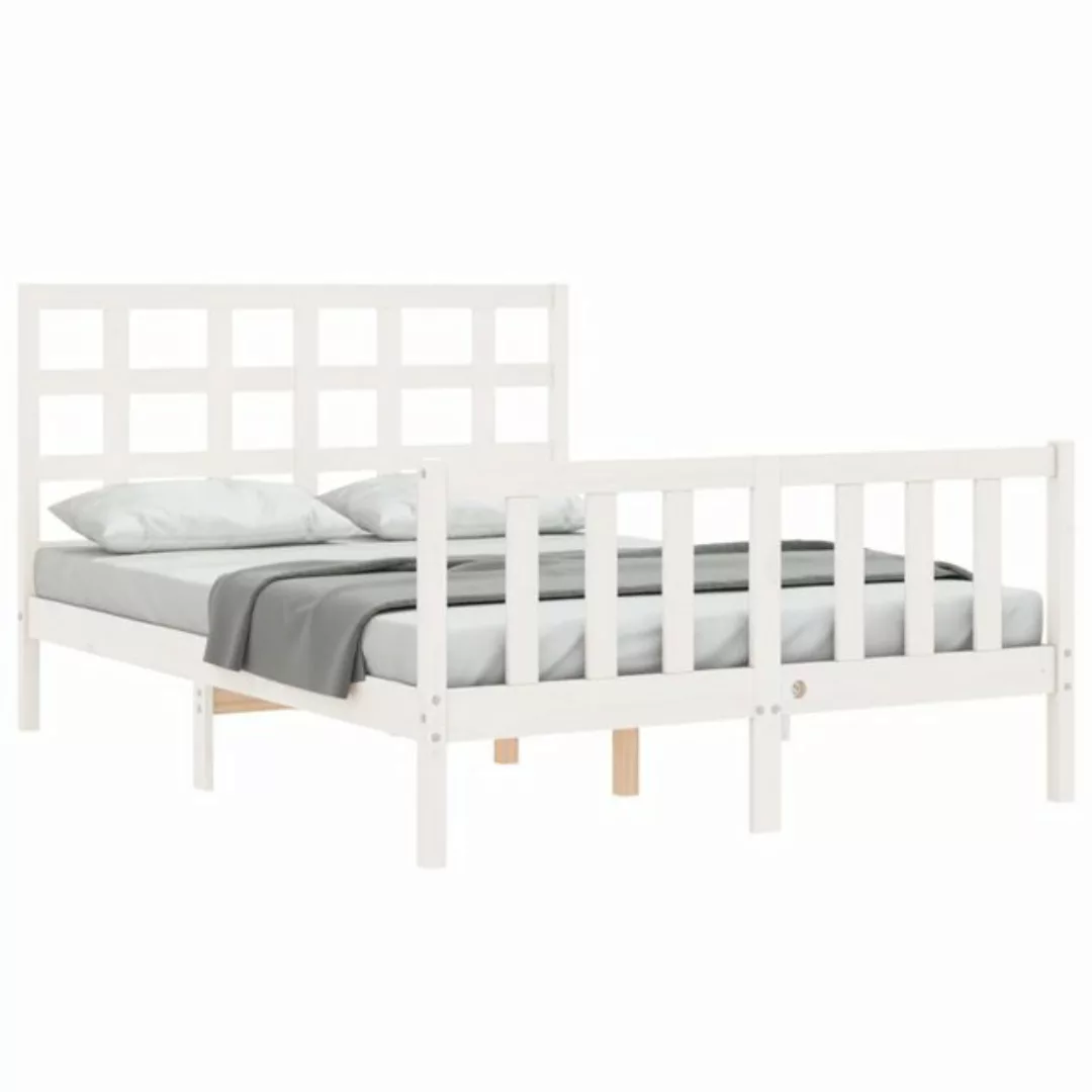 vidaXL Bett Massivholzbett ohne Matratze Weiß 140x200 cm Kiefernholz günstig online kaufen