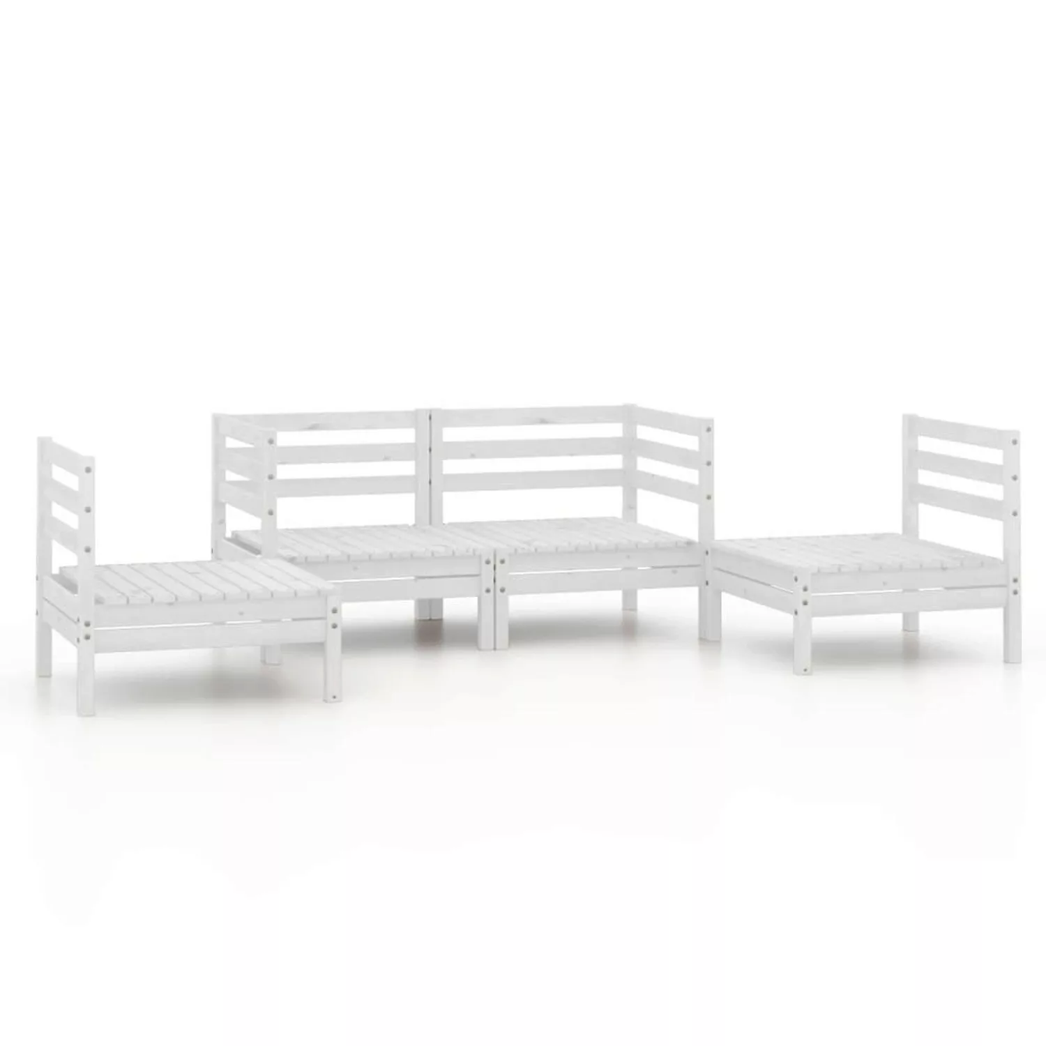 4-tlg. Garten-lounge-set Weiß Kiefer Massivholz günstig online kaufen