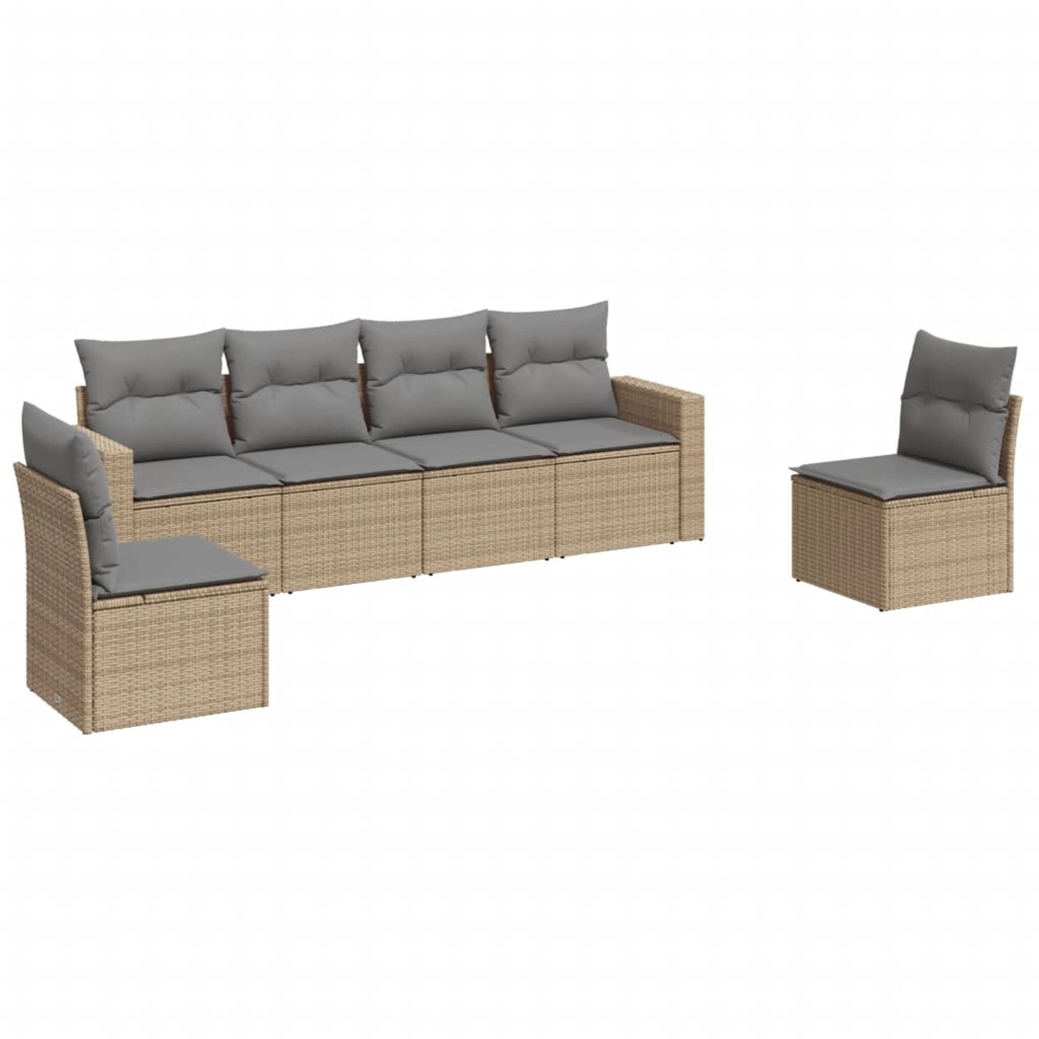 vidaXL 6-tlg Garten-Sofagarnitur mit Kissen Beige Poly Rattan Modell 75 günstig online kaufen