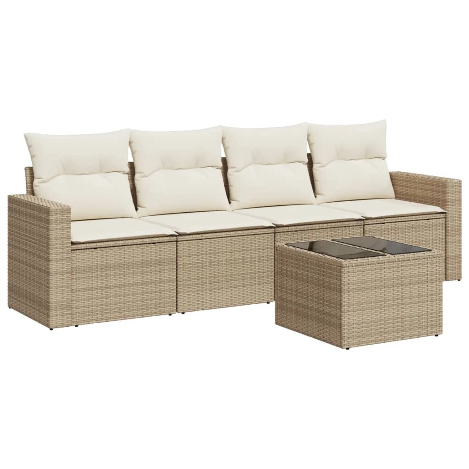 vidaXL 5-Tlg Garten-Sofagarnitur mit Kissen Beige Poly Rattan 3218678 günstig online kaufen