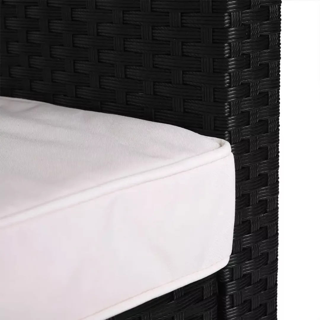 Polyrattan Lounge-Set Schwarz/Creme WPC Tischplatte günstig online kaufen