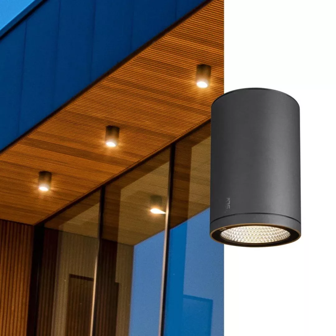 LED Deckenleuchte Enola in Anthrazit und Transparent 35W 2800lm IP65 rund günstig online kaufen