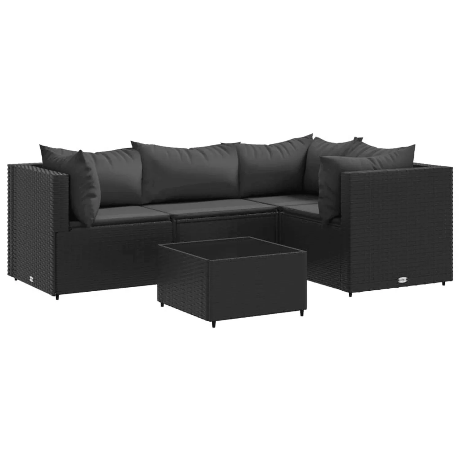 vidaXL 5-tlg Garten-Lounge-Set mit Kissen Schwarz Poly Rattan Modell 27 günstig online kaufen